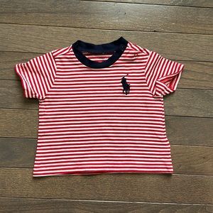 Ralph Lauren red and white striped baby tee. 3M